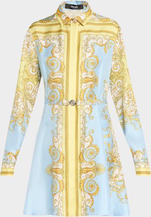 Versace Spring Barocco Silk Twill Mini Dress