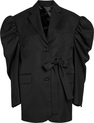 Simone Rocha Simone Rocha Puff Sleeve Belted Gabardine Jacket - Black - 10 (UK10 / S)