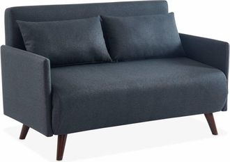 Sweeek Sof&aacute; cama con patas de madera de 2 plazas, gris oscuro