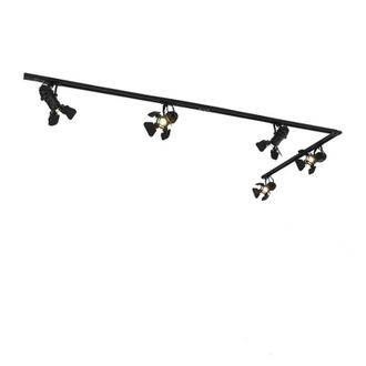 QAZQA Moderno Sistema De Riel Con 5 Focos Negros - Movie Aluminio /acero /pl&aacute;stico Alargada Adecuado Para Led Max. 5 X 50 Watt - Qazqa