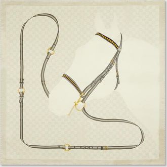 Gucci Printed GG Silk Jacquard Carr&eacute;, Beige, Silk