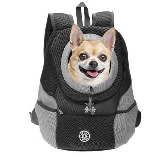 OEM Mochila Transporte Perro - Salida Cabeza Respirable Impermeable - Para Perros Gatos Y Cachorros Peque&ntilde;os - Talla M - Negro