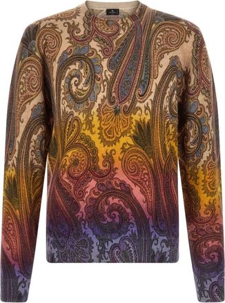 Etro Trui met ronde hals - Heren - Ronde hals truien - Veelkleurig - XL - Wol - Truien & Vesten