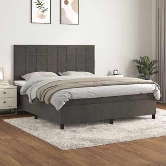 vidaXL Vidaxl - Cama Box Spring Con Colch&oacute;n Terciopelo Gris Oscuro 160x200 Cm