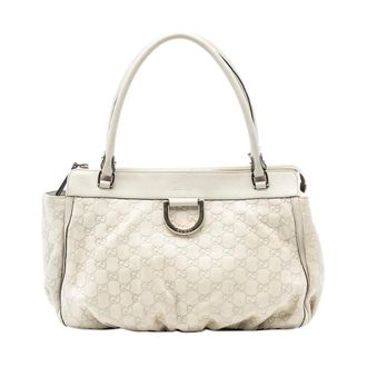 Gucci Pre-owned Handbags, female, White, Size: ONE SIZE Pre-owned Vintage Embossed Leather Tote Bag