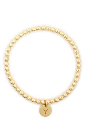 Meshmerise Initial Charm Ball Stretch Bracelet in Yellow-Y at Nordstrom Rack