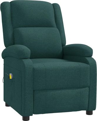vidaXL Sill&oacute;n Orejero De Masaje De Tela Verde Oscuro Vidaxl