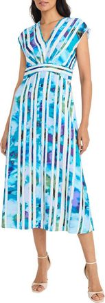 Maggy London Cap Sleeve Midi Dress in Soft White/Breeze Blue at Nordstrom Rack, Size 18 (Similar To 16W)