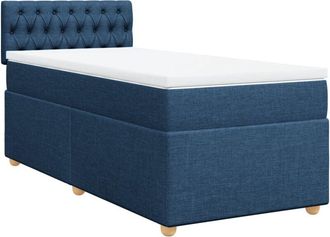 vidaXL Cama Box Spring Con Colch&oacute;n Tela Azul 90x200 Cm Vidaxl