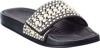 Jimmy Choo London Fitz/F Canvas & Leather Slide