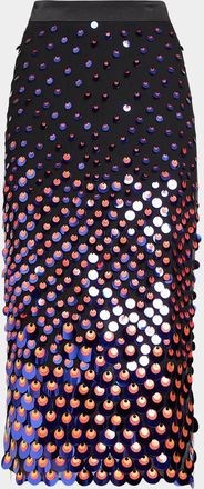 Christopher John Rogers Sequined Silk Chiffon Midi Pencil Skirt