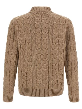 Zanone Braided Virgin Wool Sweater - Camel