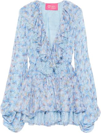 Miau by Clara Rotescu Abito corto con stampa a fiori - Blu