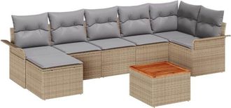 vidaXL Garden Sofa Set 8 pcs Beige and Light Grey Poly Rattan vidaXL