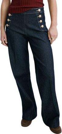Mango Sailor Wide Leg Jeans in Open Blue at Nordstrom, Size 0
