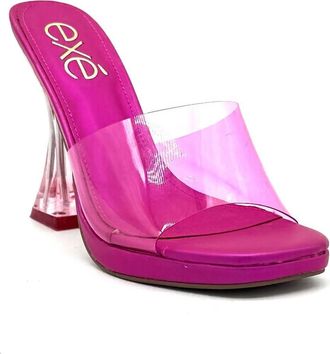 Ex&eacute; Womens Clear Sculptural Heel Slide In Pink