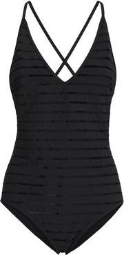 Brunello Cucinelli Dazzling stripes bathing suit in Lignite Grey at Nordstrom, Size 46 It