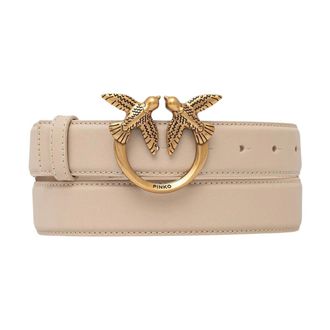 Pinko Pinko - Love Berry Riem - Dames - Accessoires - Beige - Maat: L Leer