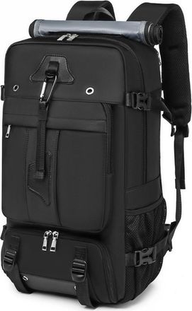 Generic Double Shoulder Mens Backpack Large Capacity Crossbody Handbag Outdoor Hiking Woman(Midnight Black 60 liters (back + lift + shoulder + trolley functio