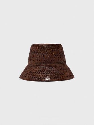 Maje Colourful Natural Raffia Bucket Hat - Brown - Maje