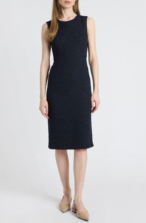 Santorelli Britta Midi Sheath Dress in Luxury Tweed in Midnight at Nordstrom, Size 10
