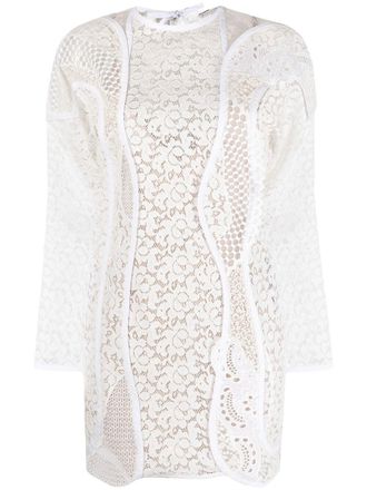 Stella McCartney floral-lace panelled mini-dress - women - Spandex/Elastane/Polyamide/Cotton/Viscose/Silk - 36 - White