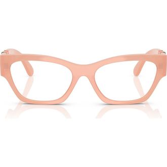 Versace 52mm Cat Eye Optical Glasses in Opal Pink at Nordstrom