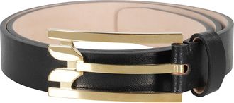 Victoria Beckham Black Regular Pin-Buckle Gold-Plated Leather Belt
