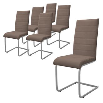 ML Design Ml-design - Set 6x Sillas De Comedor Basculante Con Respaldo Alto Asiento Cantilever Marr&oacute;n De Polipiel Tapizado Con Patas De Metal Sill&oacute;n Dise&ntilde;o Ergo