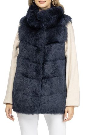 Gorski Genuine Shearling Vest, Reversible in Navy/navy at Nordstrom, Size X-Small