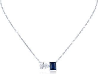 Kenneth Jay Lane Cubic Zirconia Two-Stone Pendant Necklace in Blue/Silver at Nordstrom Rack