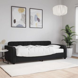 vidaXL Sof&aacute; Cama Con Colch&oacute;n Terciopelo Negro 90x190 Cm Vidaxl