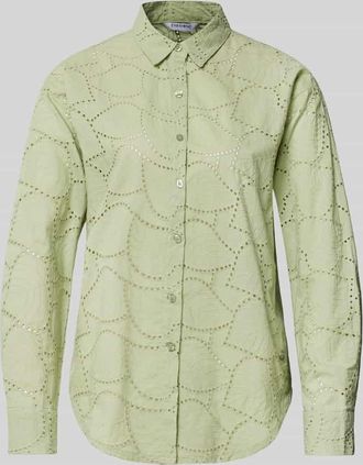 Zabaione Regular Fit Hemdbluse mit Lochstickerei Modell Ha44zel in Khaki Melange, Gr&ouml;&szlig;e XL