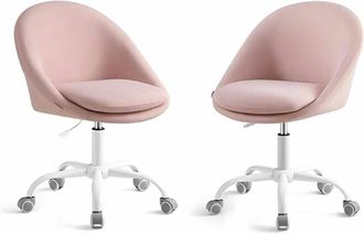 Songmics 2 sillas de oficina con altura ajustable de color rosa
