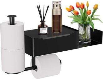 OEM Soporte Para Papel Higi&eacute;nico Autoadhesivo, Soporte Independiente Con Dispensador De Toallitas H&uacute;medas Para Ba&ntilde;o, Color Negro