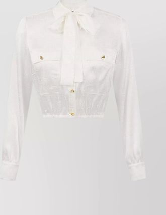 Elisabetta Franchi bow detail long sleeves chest pockets tops