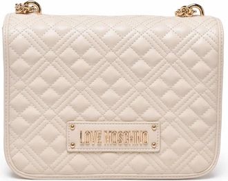 Love Moschino White Quilted Compartmentalized Polyurethane Shoulder Bag