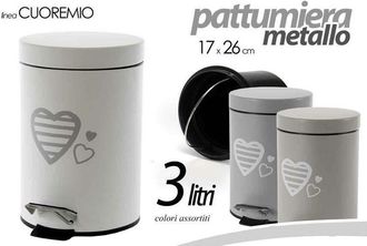 Trade Shop Trade Shop - Pattumiera Portaspazzatura Metallo 17x26cm 3lt Cuore Mio Colori Assortiti 748646