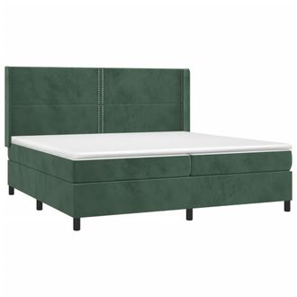 vidaXL Vidaxl - Cama Box Spring Colch&oacute;n Y Led Terciopelo Verde Oscuro 200x200cm