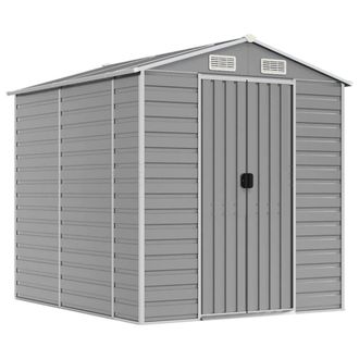 Berkfield Home Garden Shed Light Grey 191x215x198 cm Galvanised Steel | Size: 191 x 215 x 198 cm