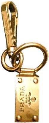 Prada Gold-tone metal logo charm keyring