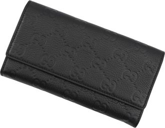 Gucci Black Leather Long Wallet (Bi-Fold) (Pre-Owned)