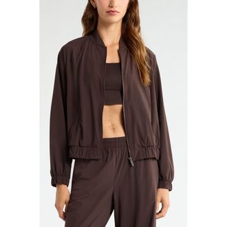Zella Atlas Bomber Jacket in Brown Mole at Nordstrom, Size X-Large