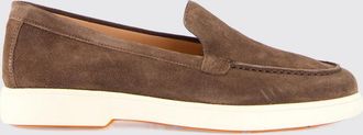 Santoni Suede Calfskin Loafers with Round Toe and Rubber Sole