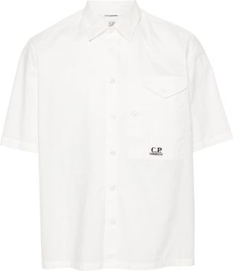 C.P. Company logo-embroidered cotton shirt - men - Cotton - M - White