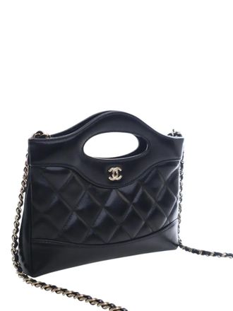 Chanel 2021-2025 Nano Shiny Aged Calfskin 31 Shopping Bag satchel - Black