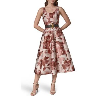 DKNY Pleat Fit & Flare Midi Dress in Desrt Rose at Nordstrom, Size 10