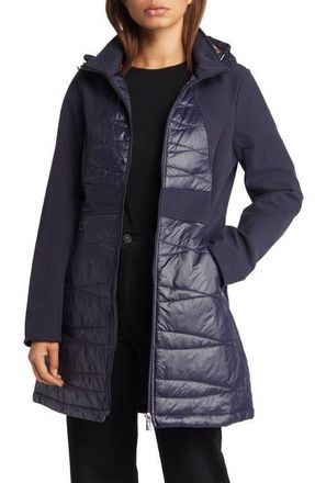 Via Spiga Elliptical Quilted Hooded Softshell Jacket in Navy at Nordstrom, Size Medium Regular