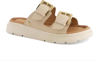 Andrea Womens Buckle Closure Sandal In Beige