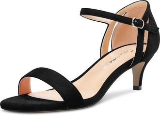 Castamere Women Mid Heel Open Toe Ankle Strap Sandals Wedding Prom 5 CM Heels Black 4.5 UK